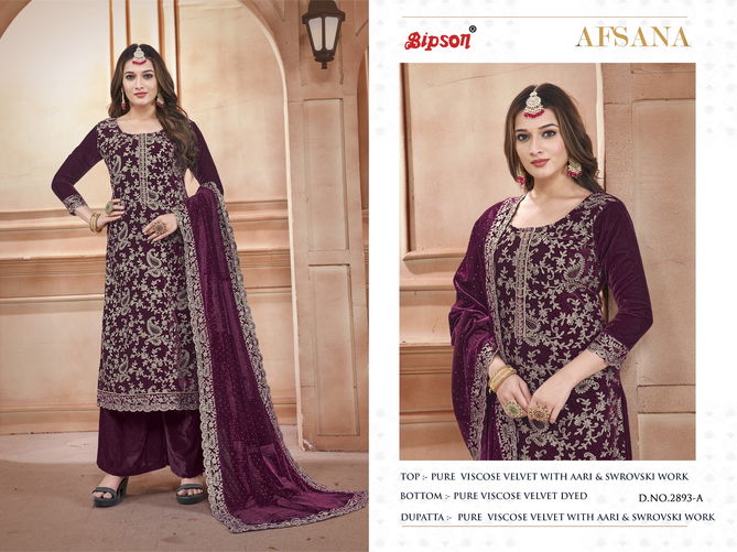 Afsana 2893 By Bipson Viscose Velvet Designer Dress Material Wholesale Shop In Surat